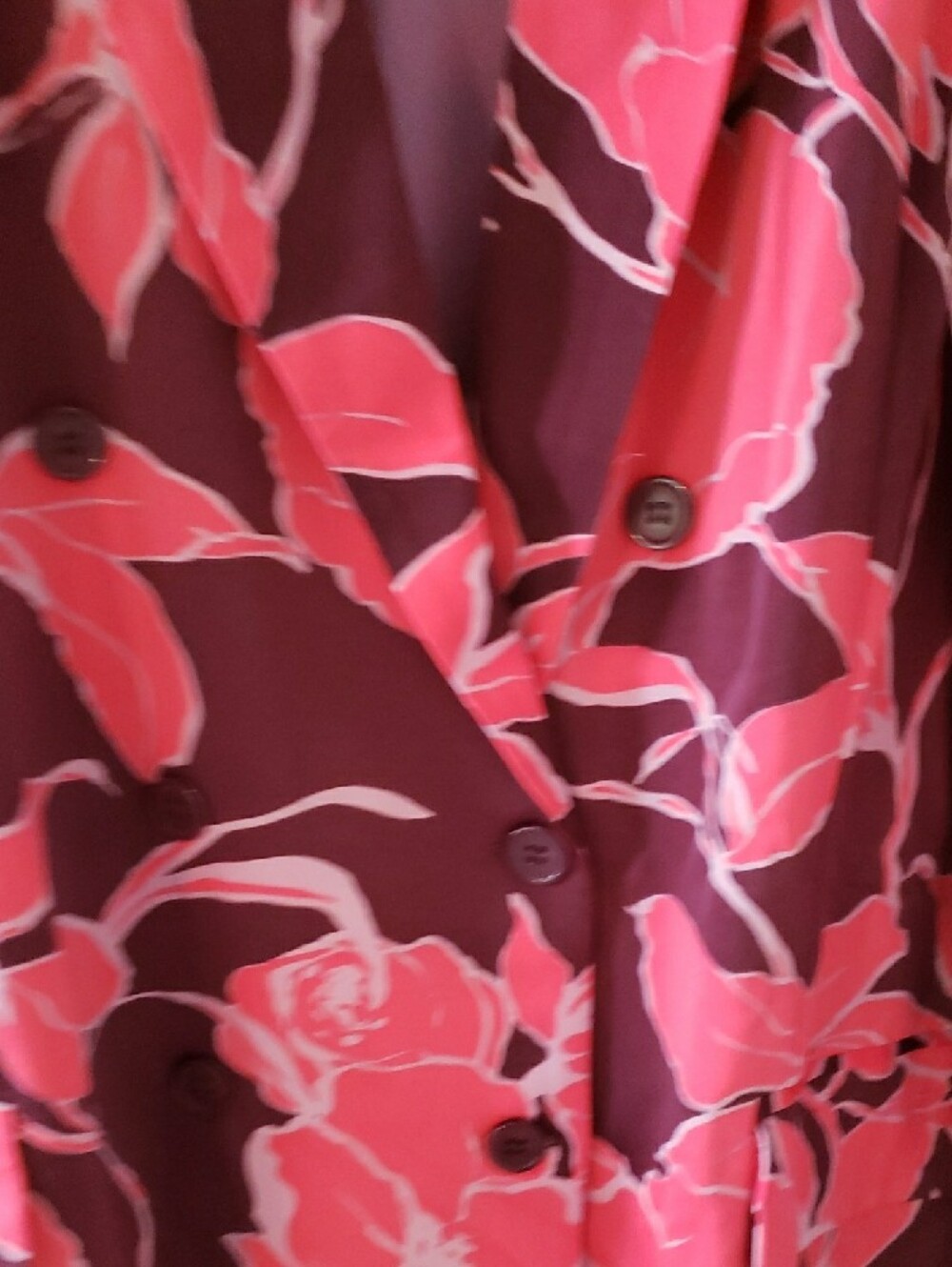 NEW VENUS Maroon Blazer with Bright Pink Floral Print Lined Fall's Popular Color - Picture 4 of 9